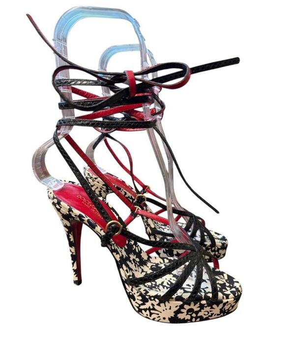 Dolce & Gabbana Shoes - Dolce & Gabbana Platform Ankle Wrap Sandal Heel Women size 36.5 US 6.5